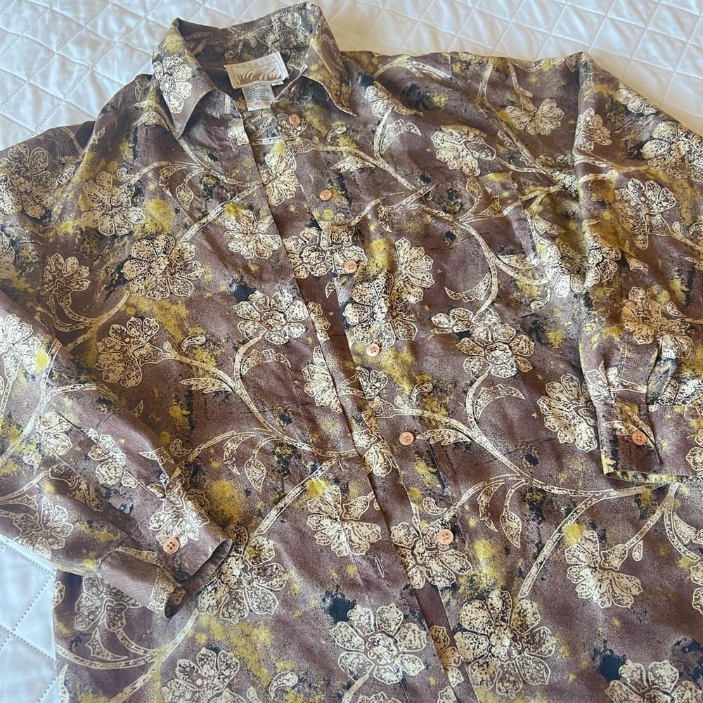 Vtg 100% Silk Button Down - image 2